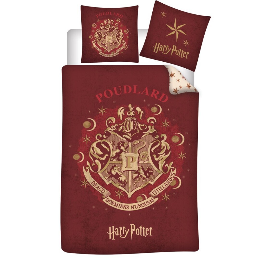 Parure De Lit 3 Pièces Harry Potter 100% Coton - Housse Couette 140x200 + Taie 65x65 + Drap Housse 90x190 Cm