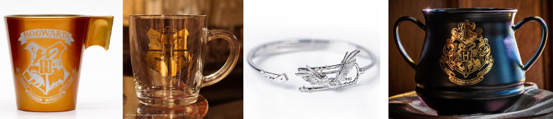 Vaisselle Harry Potter et bijoux Arribas. 