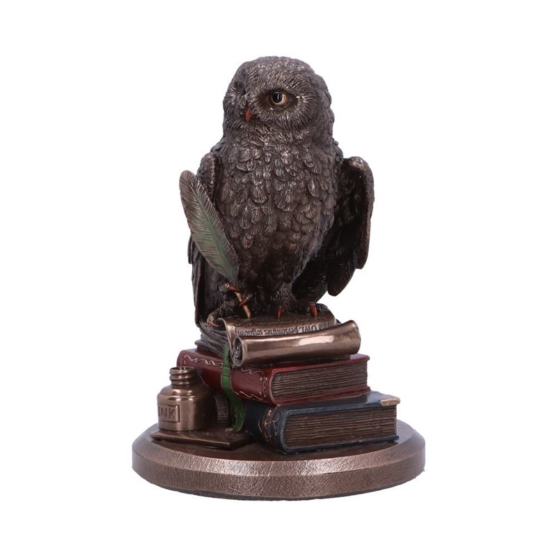 Statuette hiboux sur livres en bronze - 14,5 cm
