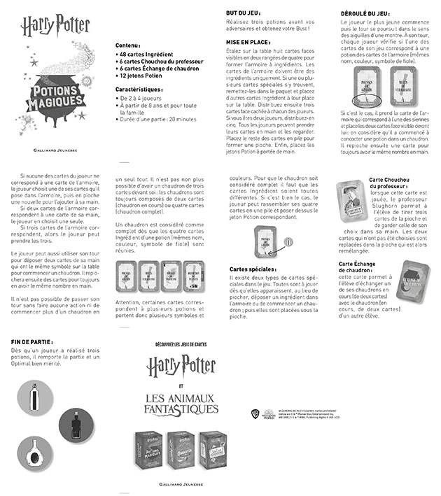 Jeu Potions Magiques Harry Potter
