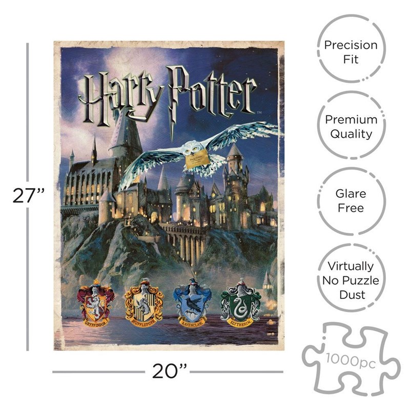 Puzzle Château Poudlard et Hedwige de nuit - 1000 pièces