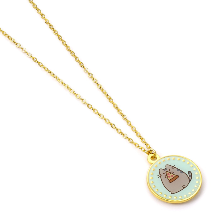 Collier Pusheen doré avec pizza