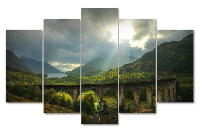 Tableau panoramique 5 toiles Pitchounet - Viaduc de Glenfinnan