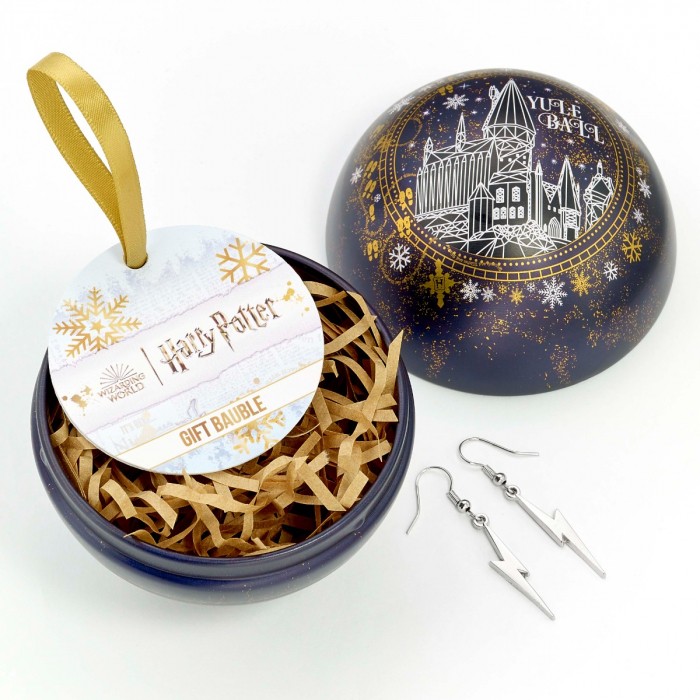 Boule de Noël Poudlard Yule Ball et boucles d'oreilles éclairs - Harry Potter