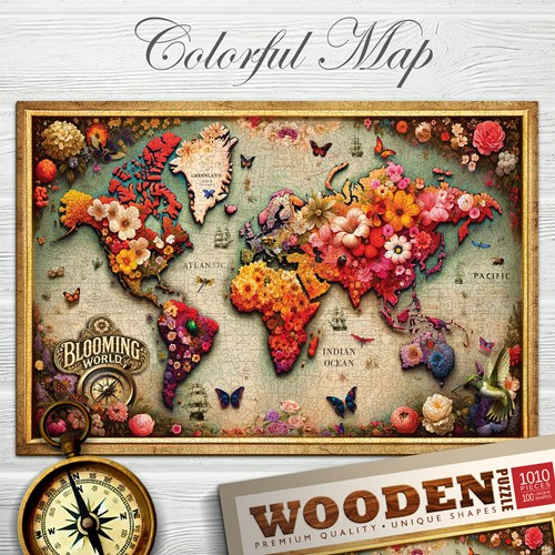 Puzzle en bois Carte du Monde Colorée 1000pcs