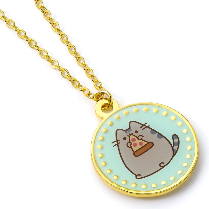 Collier Pusheen doré avec pizza