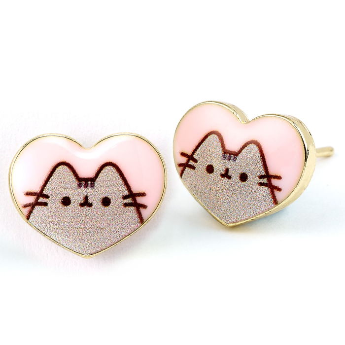 Boucles d'oreilles coeurs dorés - Pusheen