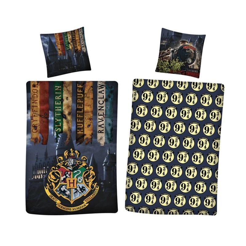 Parure de lit Harry Potter Les 4 Maisons - 1 personne