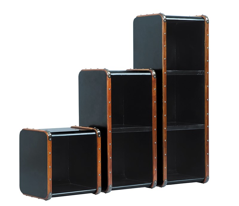 Étagère de style malle noir