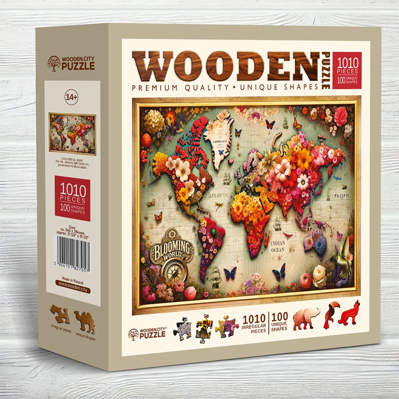 Puzzle en bois Carte du Monde Colorée 1000pcs
