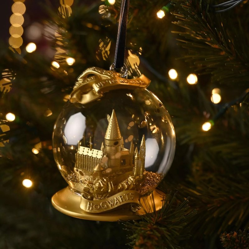 Boule de Noël Château Poudlard doré - Harry Potter