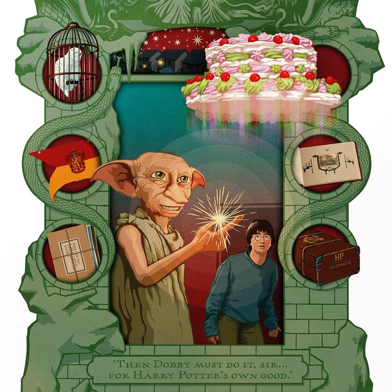 Carte postale Harry Potter par MinaLima - Dobby l'elfe libre