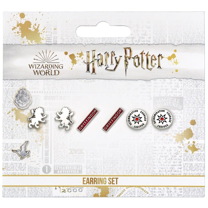 Set de 3 boucles d'oreilles Gryffondor - Harry Potter