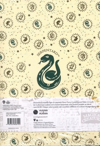 Pack 3 cahiers constellations Serpentard - Harry Potter