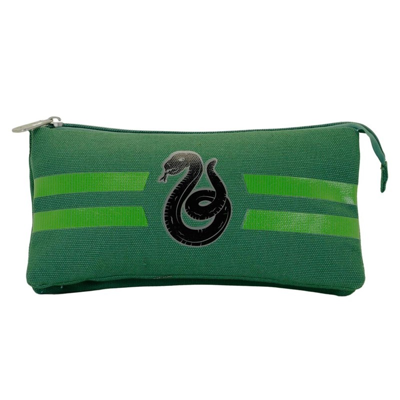 Trousse plumier triple Serpentard - Harry Potter