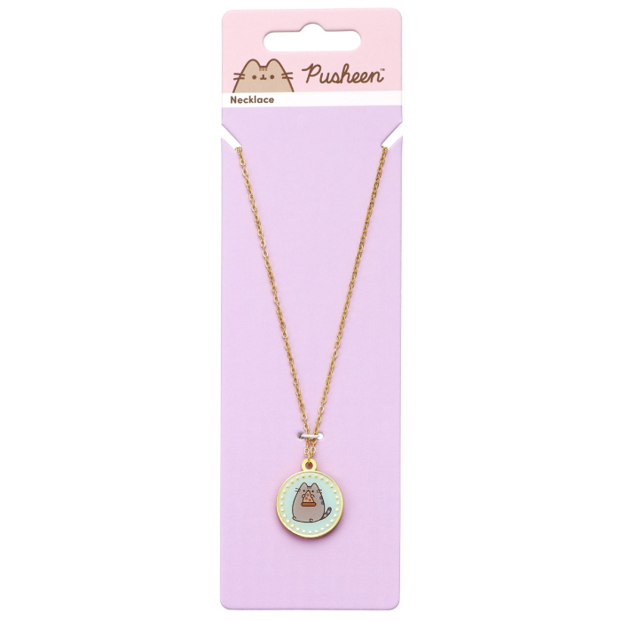 Collier Pusheen doré avec pizza