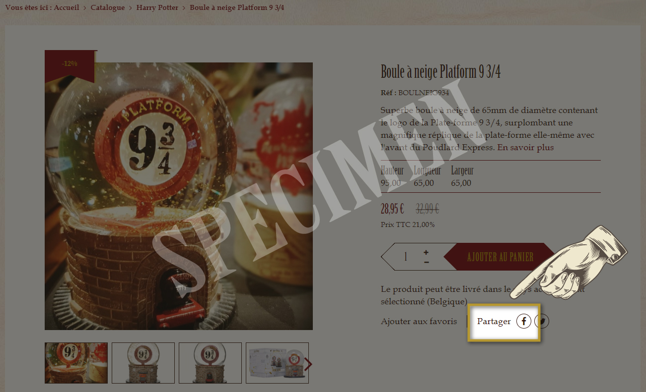 Bouton "Partager le produit sur Facebook"