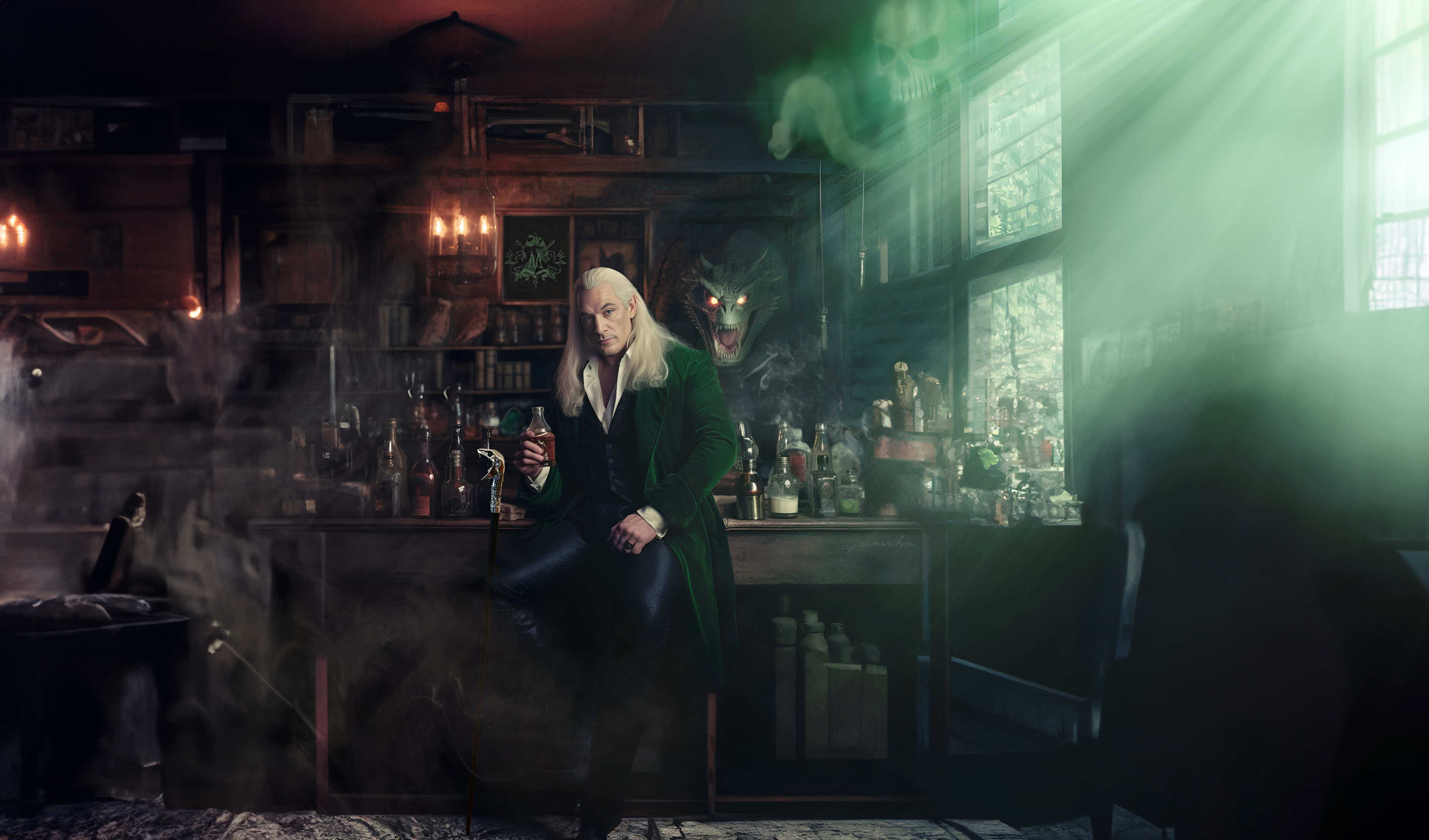Dédicace Lucius Malfoy à Liège, boutique Harry Potter Les 4 Maisons. 